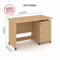 BÀN NHÂN VIÊN CHÂN GỖ BNVCG595-08