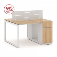 BÀN NHÂN VIÊN HAI NGƯỜI NGỒI LIỀN TỦ NGĂN KÉO CÓ VÁCH NGĂN -CUM2NV595-03