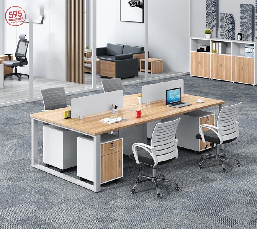 CỤM LÀM VIỆC 4 NGƯỜI NGỒI CHÂN SẮT  CUM4NV595-12